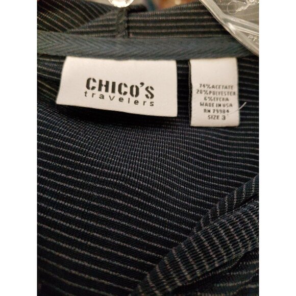 Chico's Travelers 3 Slinky Ribbed 2 Piece Full Zip Jacket & Pants Blue XL - Picture 11 of 12